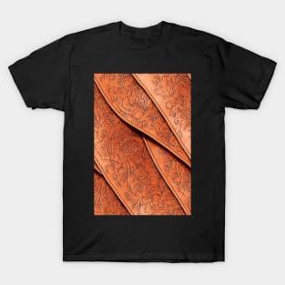 Brown Ornamental Leather Stripes, natural and ecological leather print #71 T-Shirt